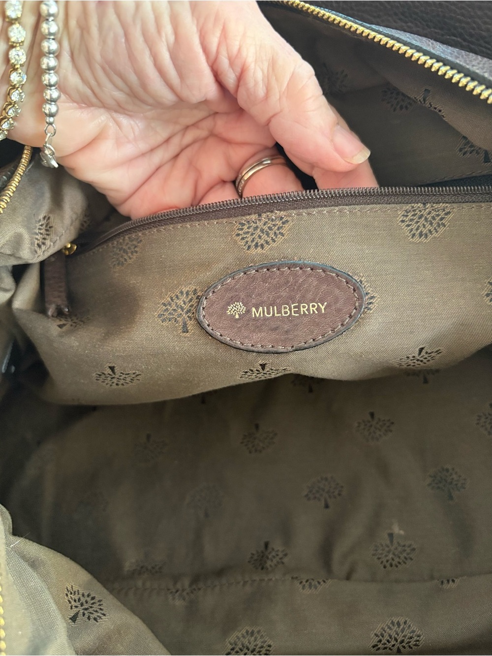 MULBERRY Designer Large Mabel Brown Pebbled Leather Shoulder Bag! Gold hardware! - Picture 7 of 16